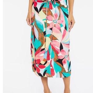 Forever21 midi skirt multicolore Abstract Geo Print,self-tie at the waist size M